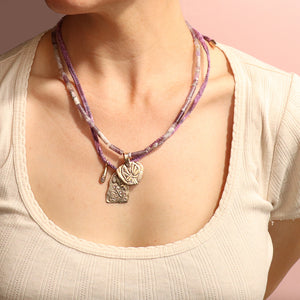 Amethyst Pressed Flower Necklace