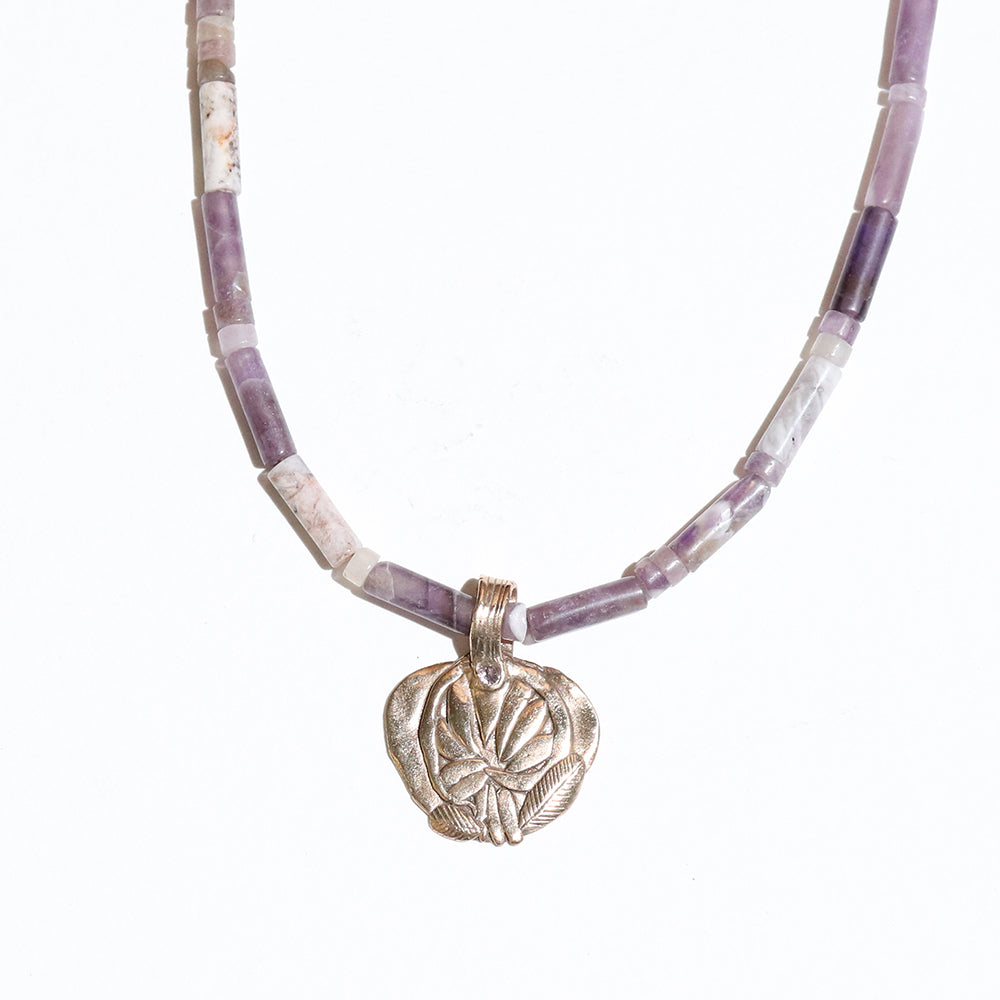 Amethyst Pressed Flower Necklace