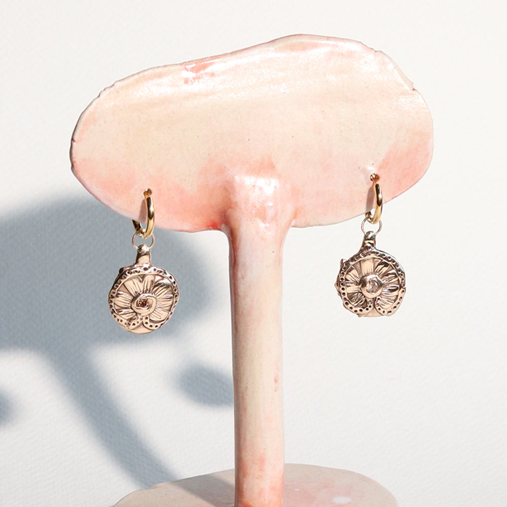 Pressed Flower Citrine Charm Earrings