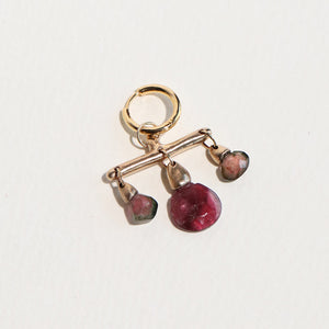 Watermelon Tourmaline Single Charm Hoop