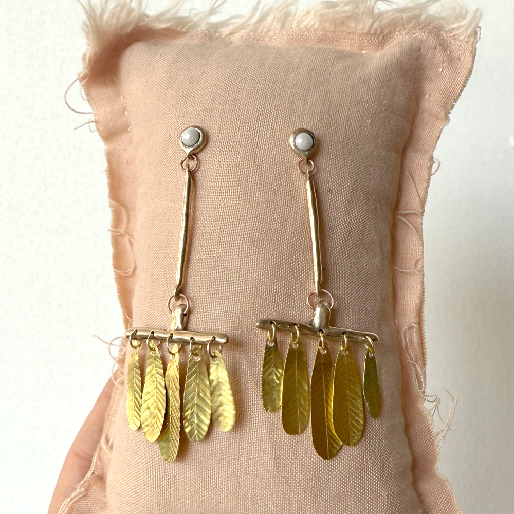 Pearl Leaf Earrings