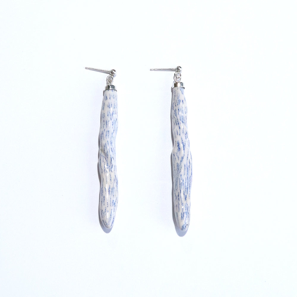 Twist Earrings with Blue Sketch