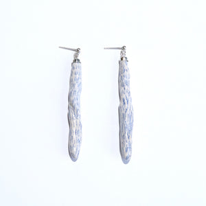 Twist Earrings with Blue Sketch