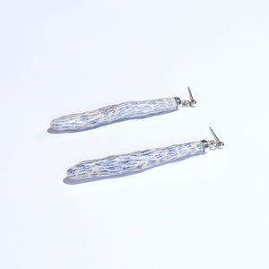 Twist Earrings with Blue Sketch