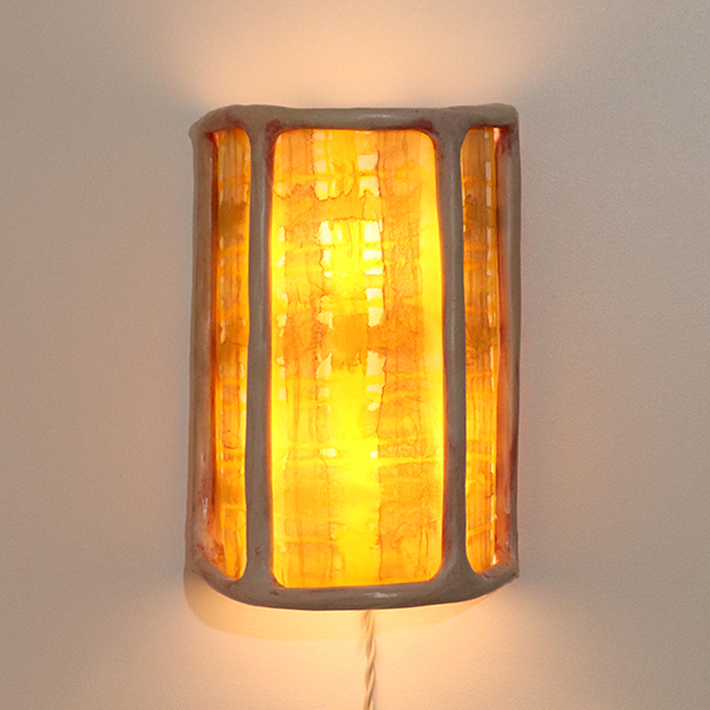 Lantern Sconce in Sunshine Plaid