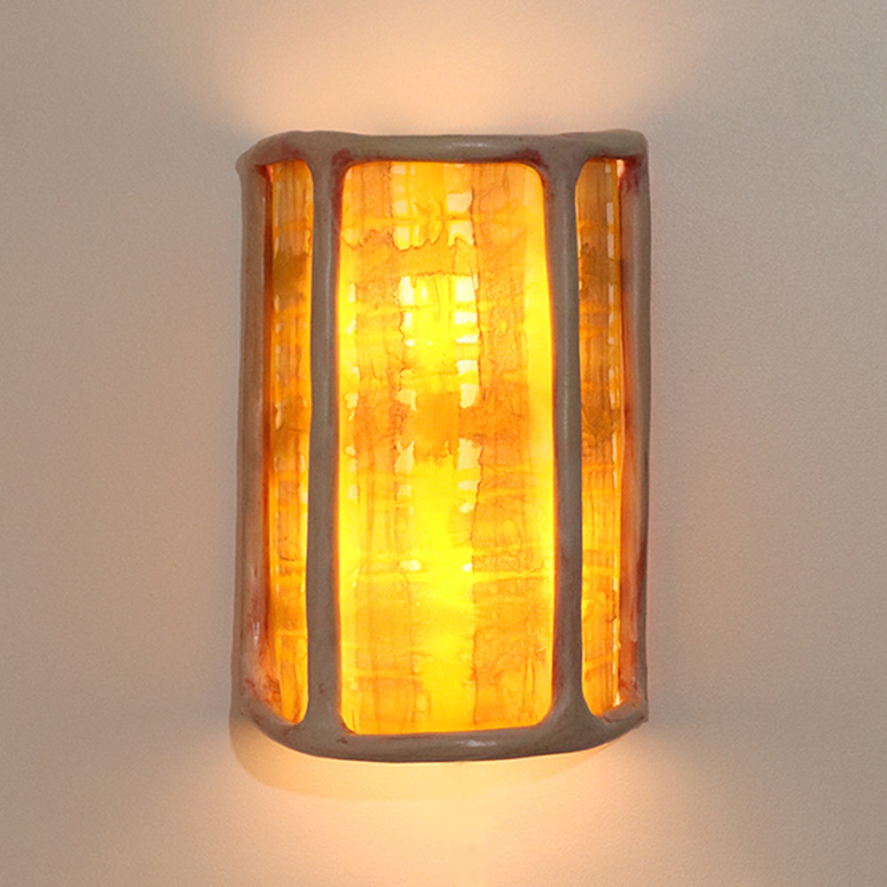 Lantern Sconce in Sunshine Plaid