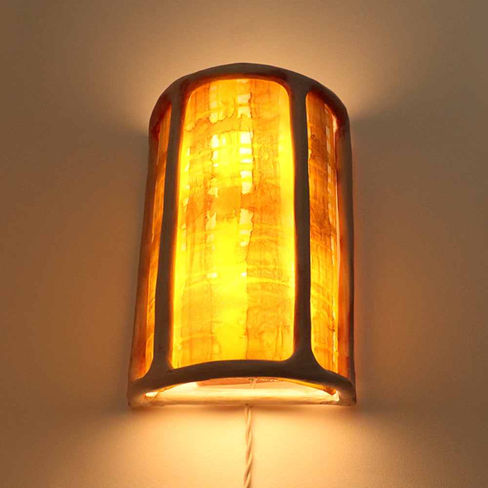Lantern Sconce in Sunshine Plaid