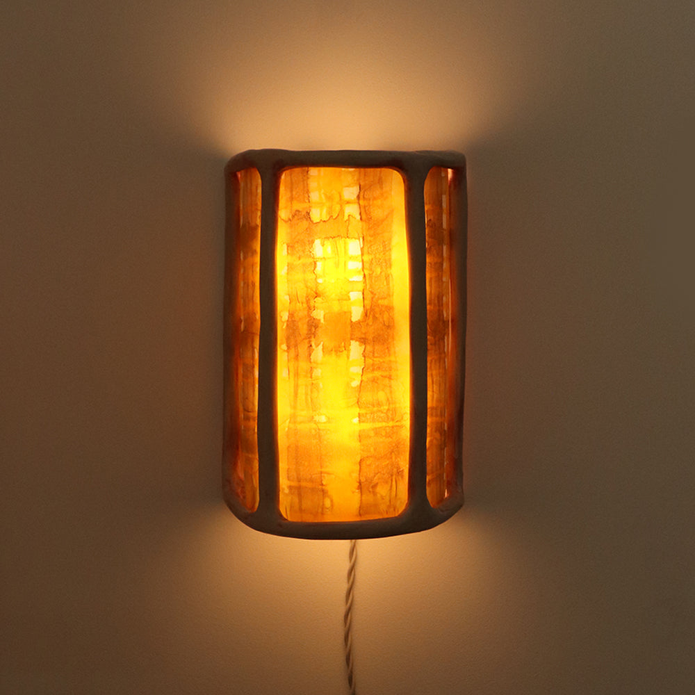 Lantern Sconce in Sunshine Plaid
