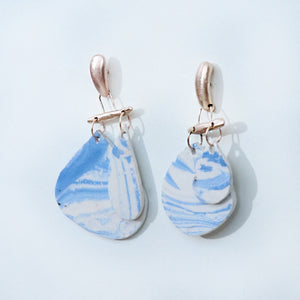 Marbled Earrings - Double Blue