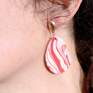 Mismatched Marbled Earrings - Big Red