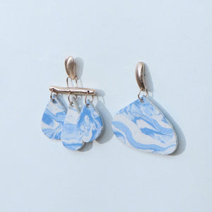 Marbled Earrings - Raindrop Blue