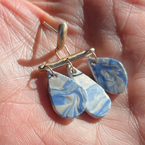 Marbled Earrings - Raindrop Blue