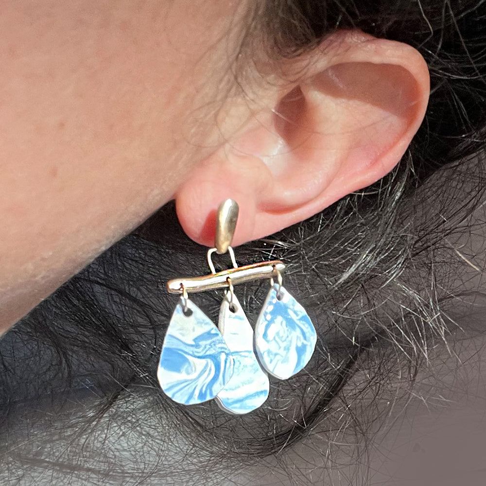 Marbled Earrings - Raindrop Blue
