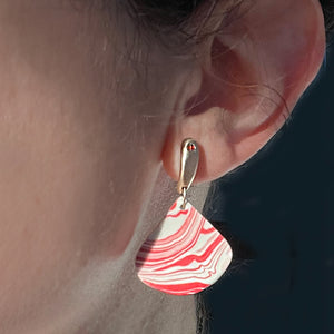 Marbled Earrings - Little Red