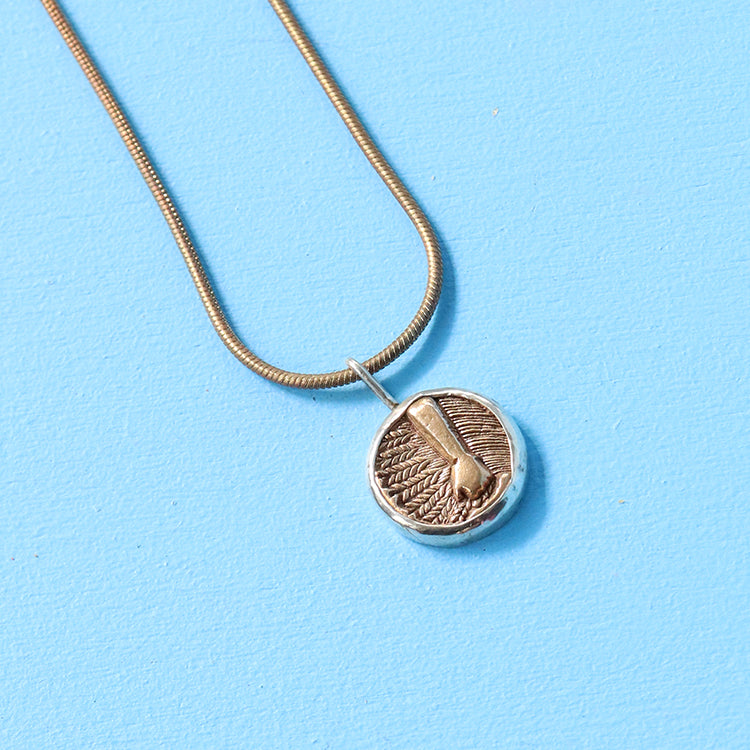 Earth Medallion Necklace on Adjustable Brass Chain - Sample