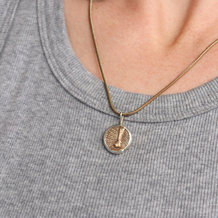 Earth Medallion Necklace on Adjustable Brass Chain - Sample