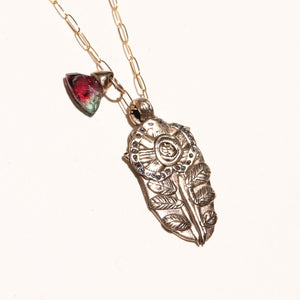 Halo Flower and Watermelon Tourmaline Necklace