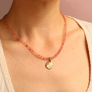 Rose Bead Pressed Flower Necklace