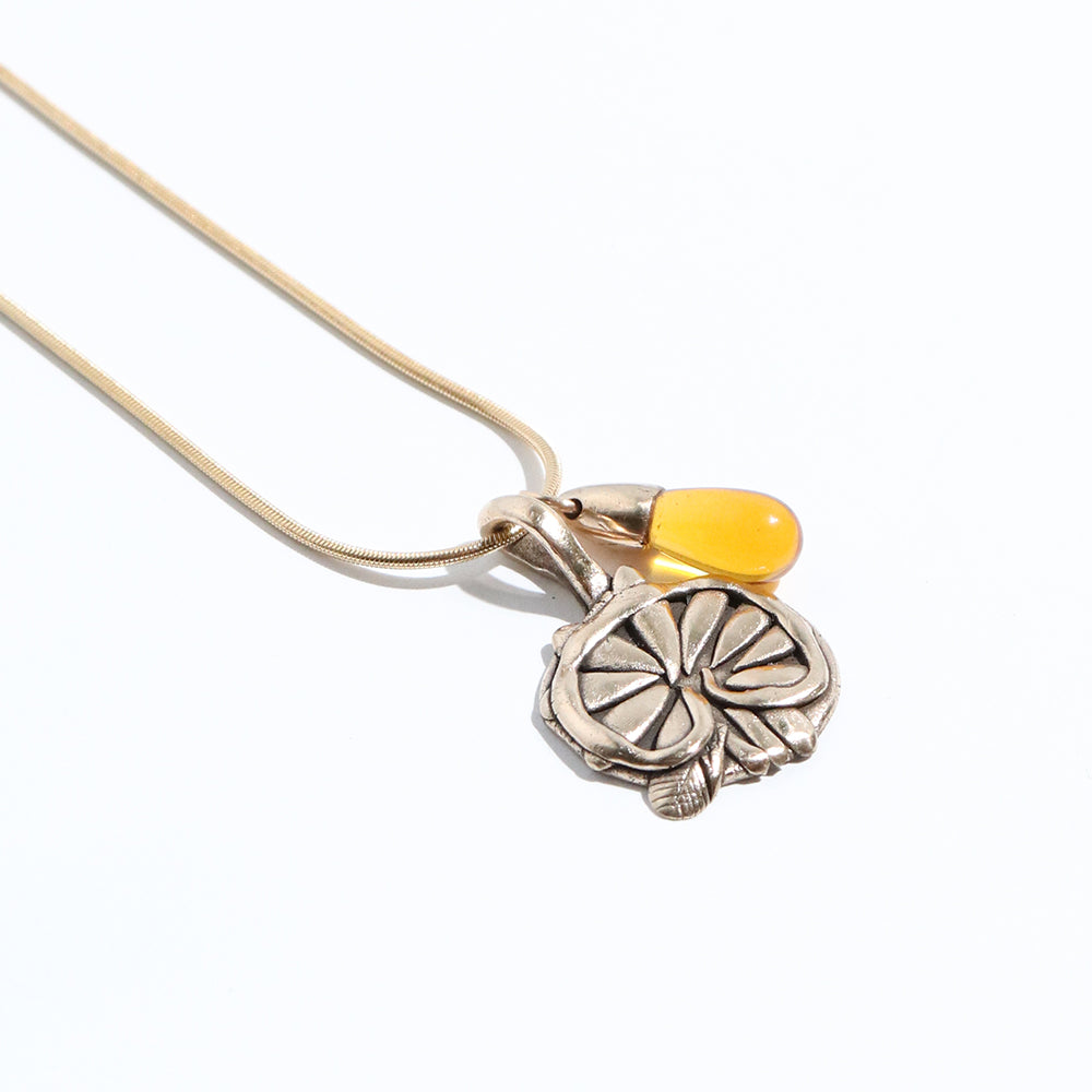 Amber Pressed Flower Necklace