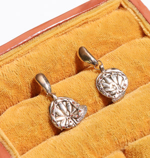 Pressed Flower Earrings with Stone Halo
