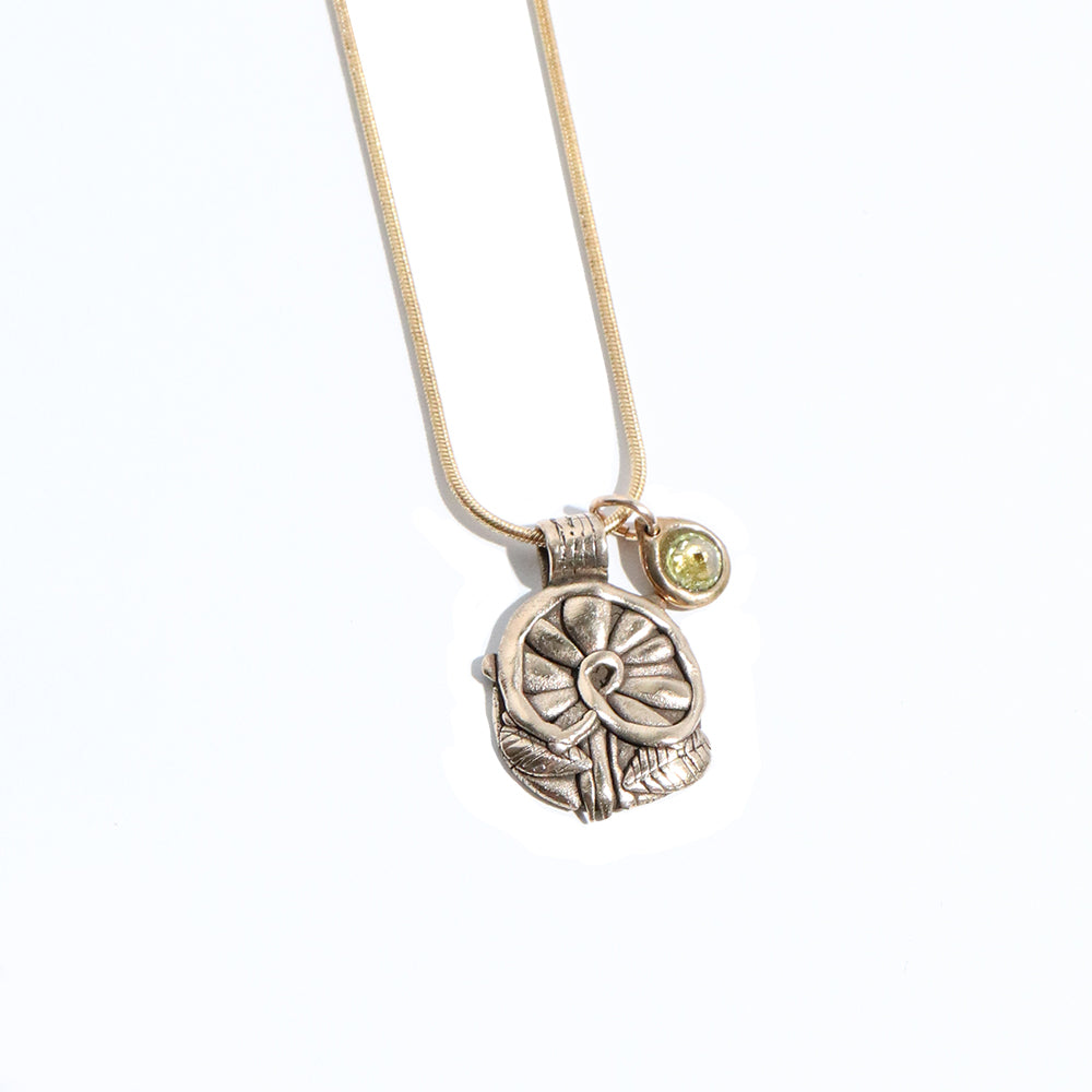 Peridot Pressed Flower Necklace