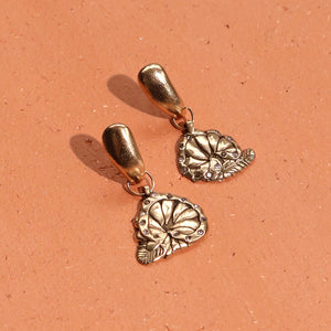 Pressed Flower Earrings with Pink Stone Halo