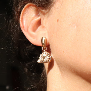 Pressed Flower Earrings with Pink Stone Halo