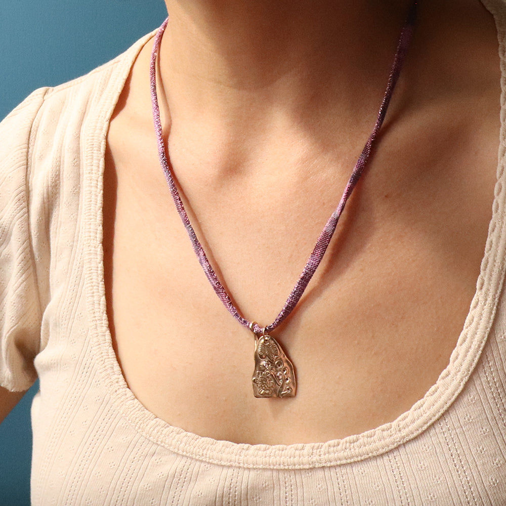 Purple Cord Charm Necklace