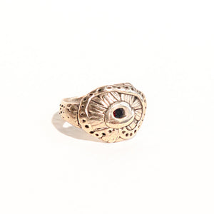 Garnet CZ Pressed Flower Ring