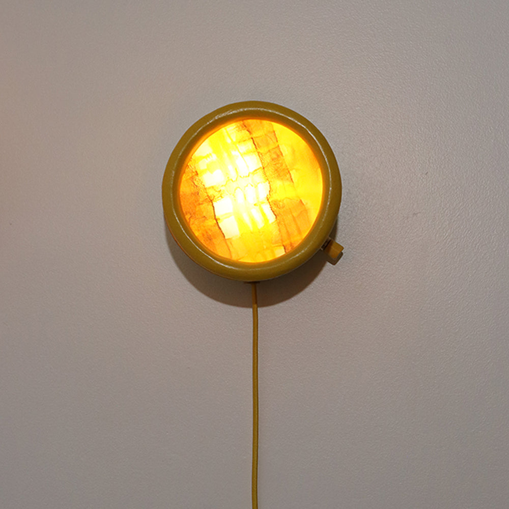 Pair of Round Sconces in Sunshine Plaid