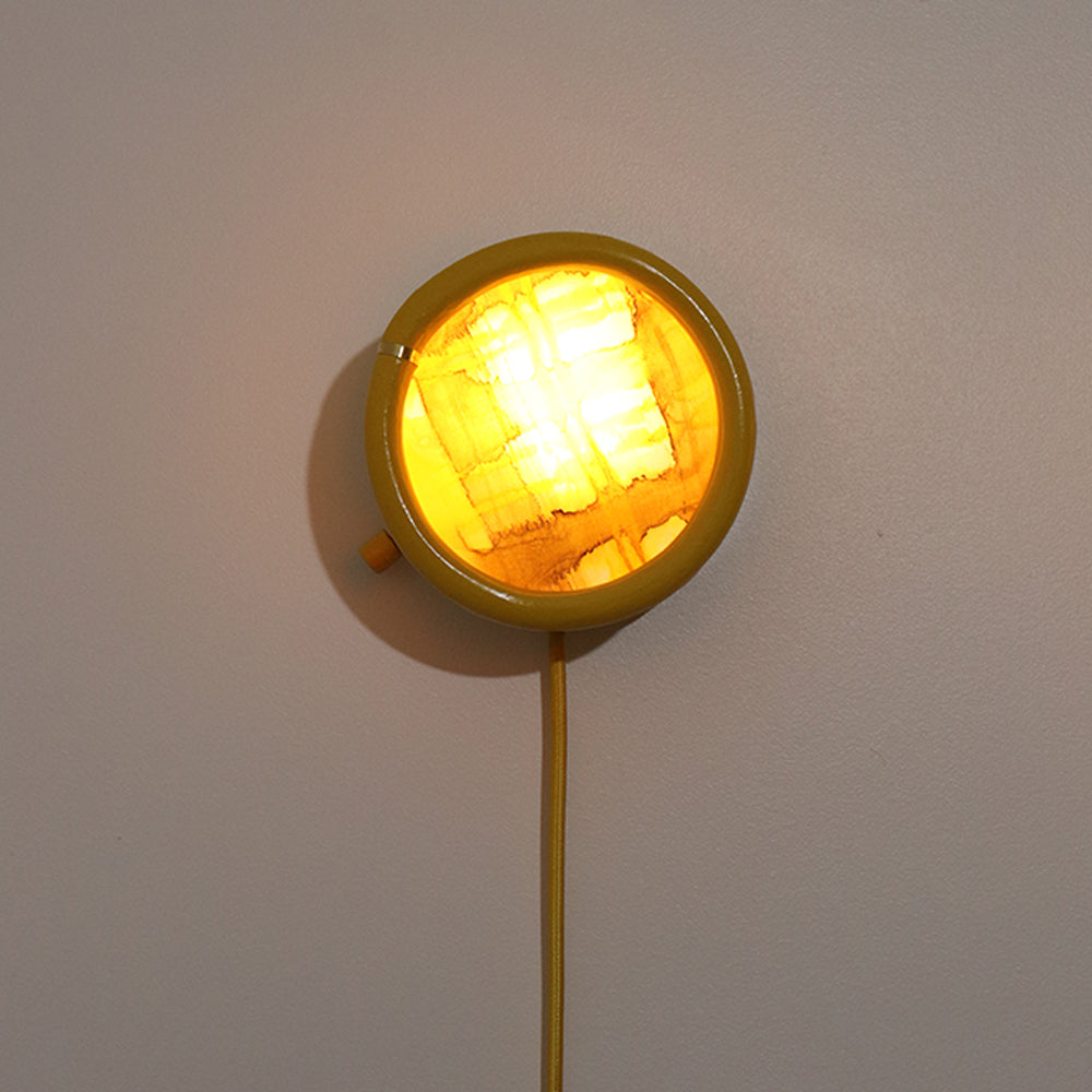 Pair of Round Sconces in Sunshine Plaid