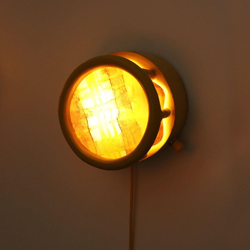 Pair of Round Sconces in Sunshine Plaid