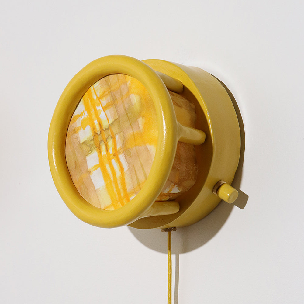 Pair of Round Sconces in Sunshine Plaid