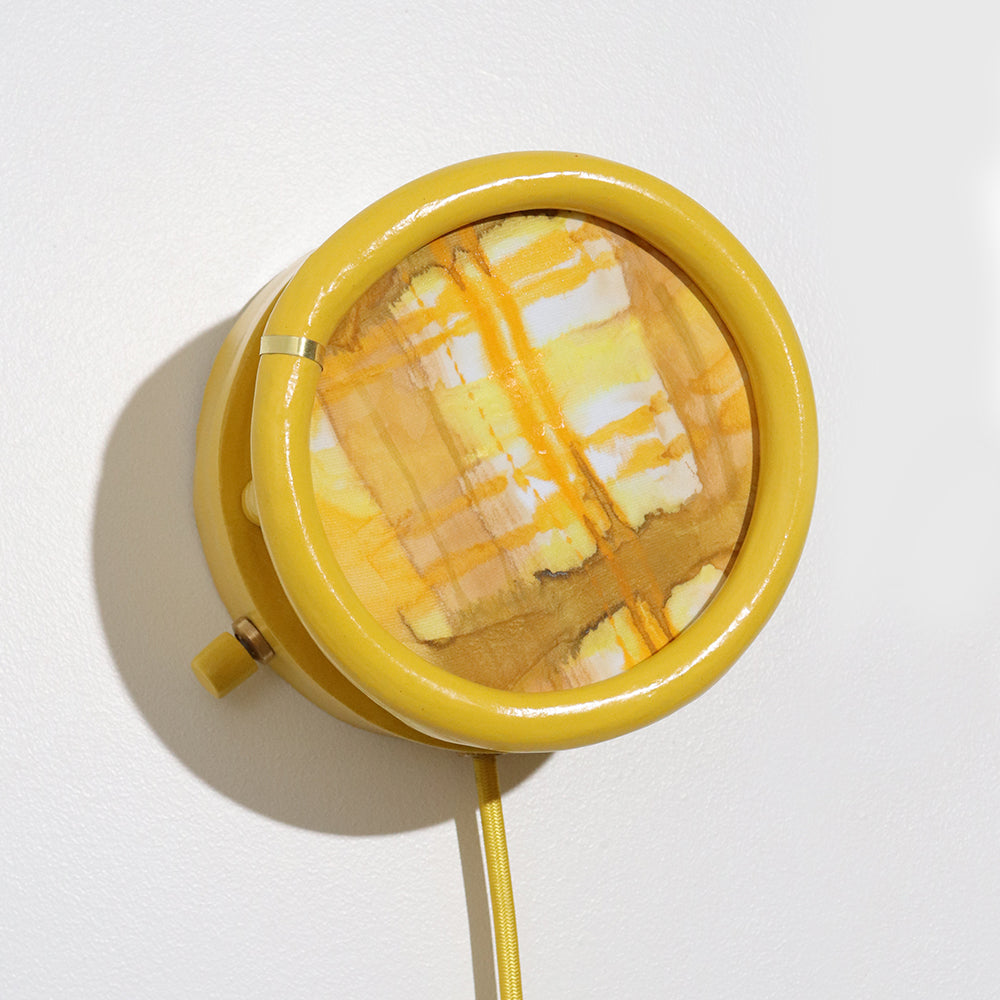 Pair of Round Sconces in Sunshine Plaid