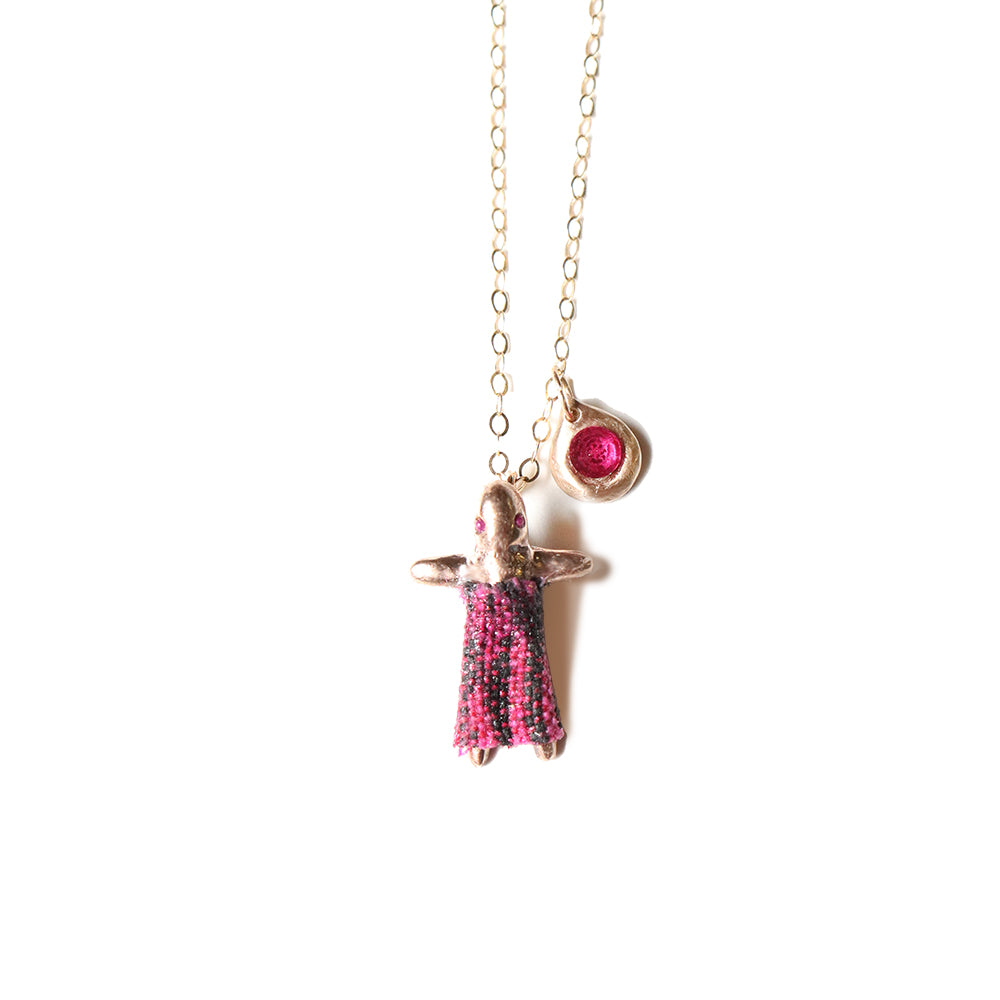 Pink Worry Doll Necklace