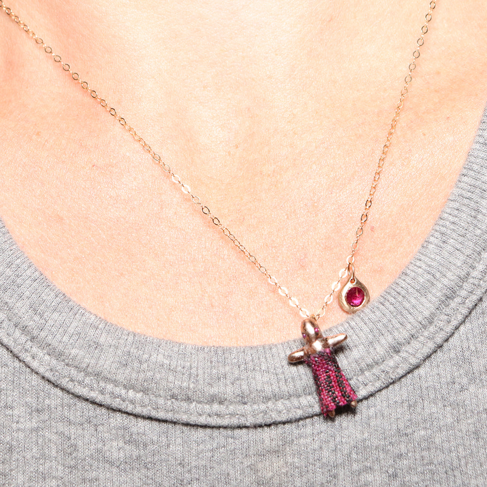 Pink Worry Doll Necklace