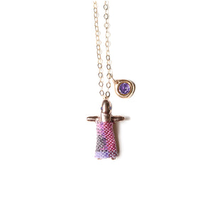Purple Worry Doll Necklace