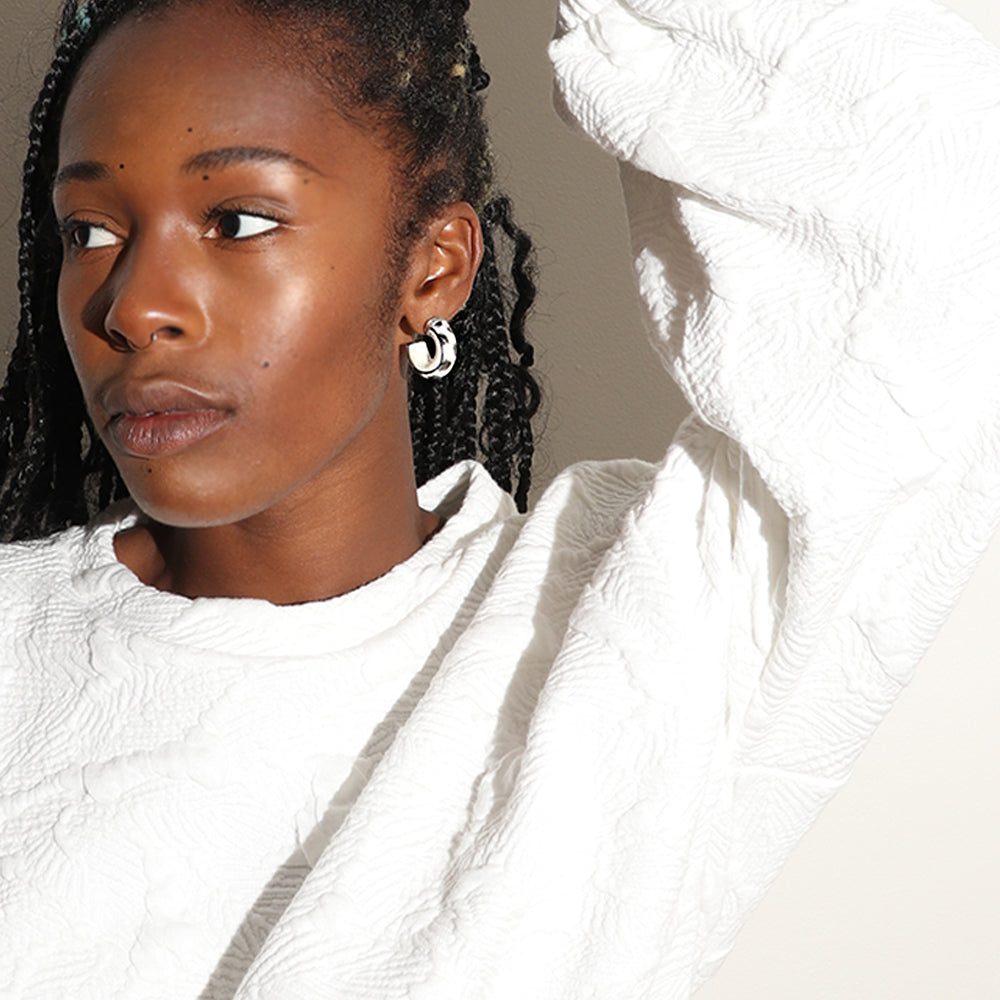 White Ceramic Hoops - Small