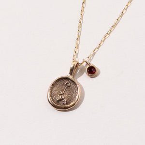 Ancient Fire Coin Necklace with Garnet