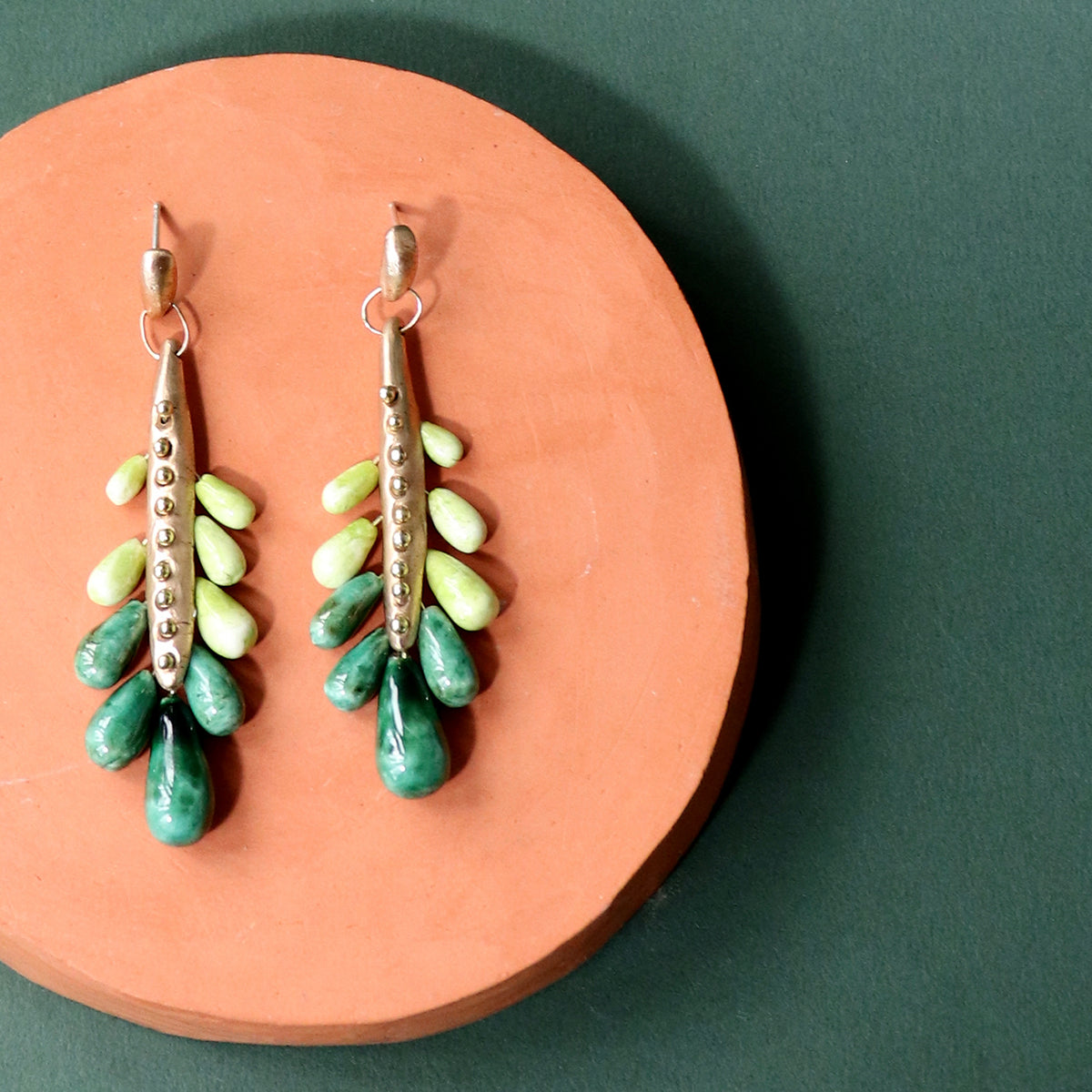 Euphorbia Earrings - Greens
