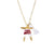 White & Maroon Worry Doll Necklace 18"