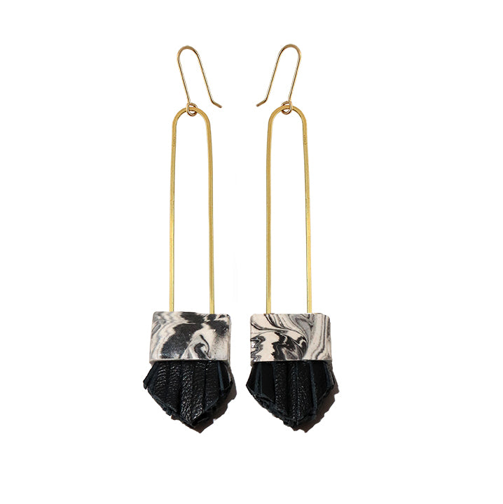 Regalo Long Earrings - Black Swirl