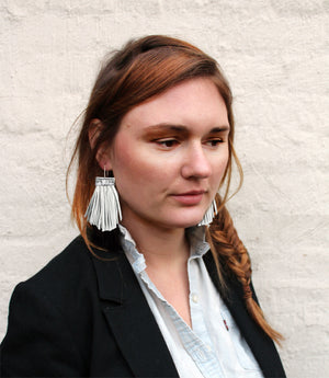 Tassel Cage Earrings – White