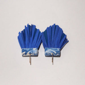 Tassel Cage Earrings - Blue Swirl