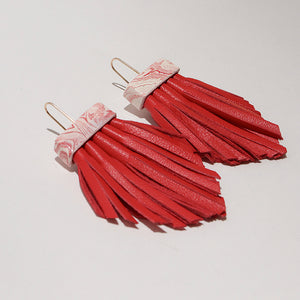 Tassel Cage Earrings - Red Swirl